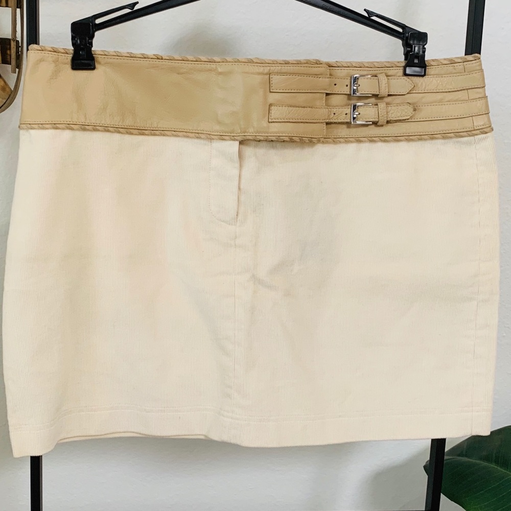 NWT BCBG Corduroy & Leather Mini Skirt